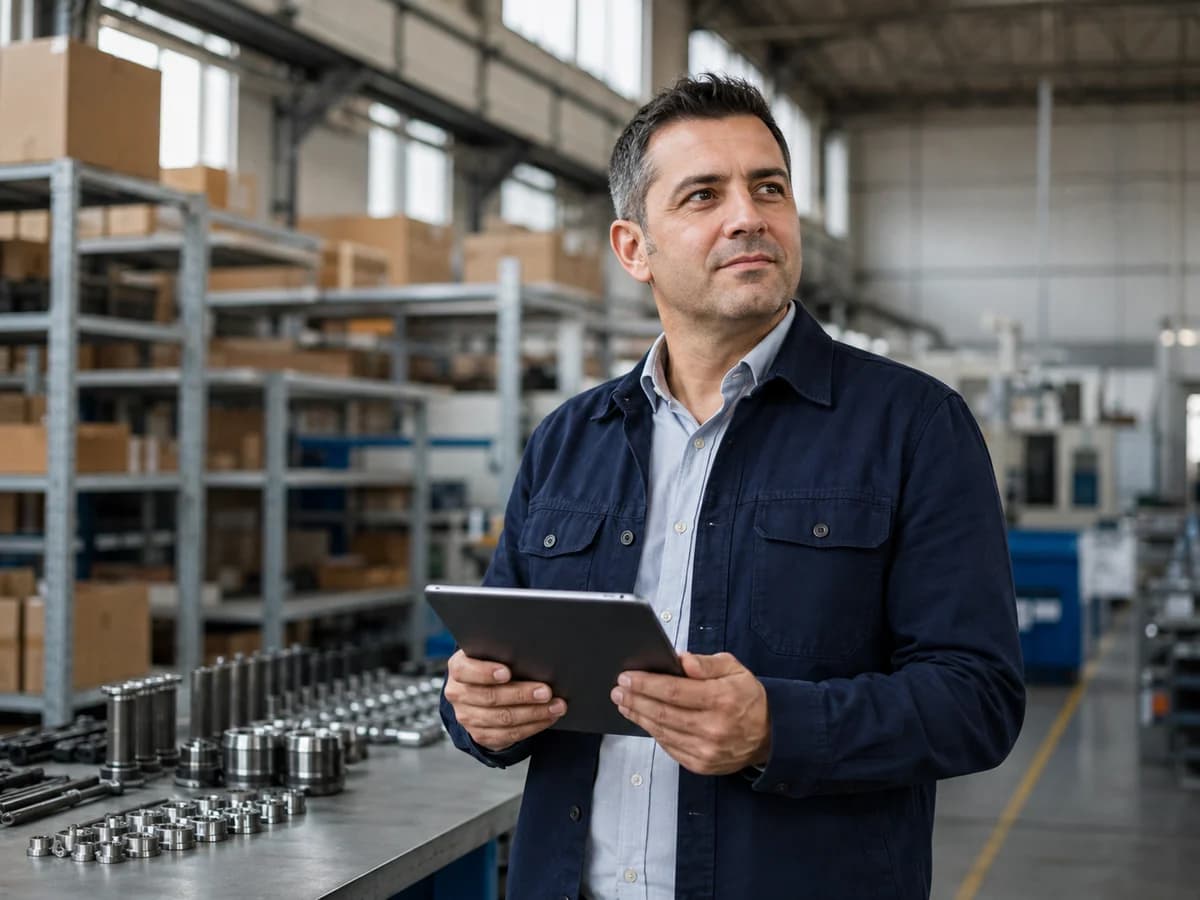 Illustrative image of a supplier overseeing work in a production facility.